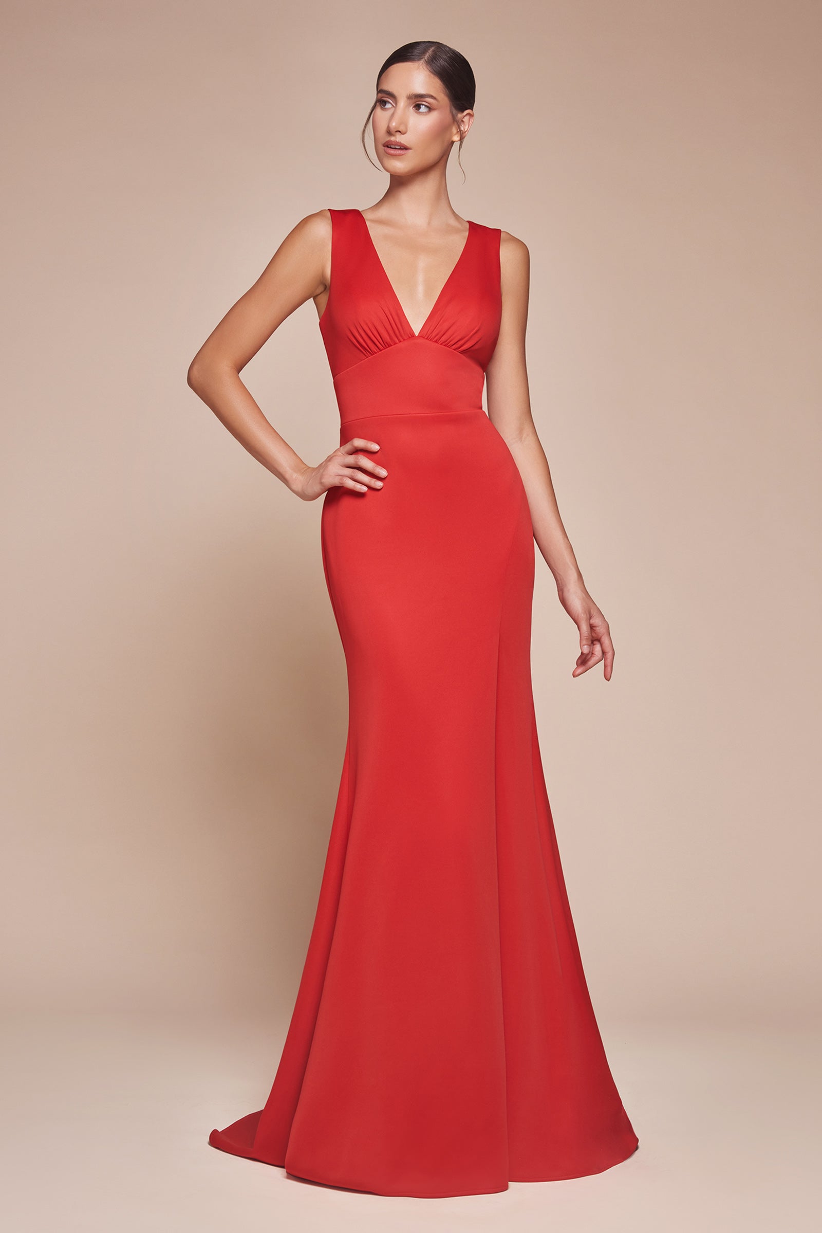 Cora Gown V Neckline & Keyhole Back