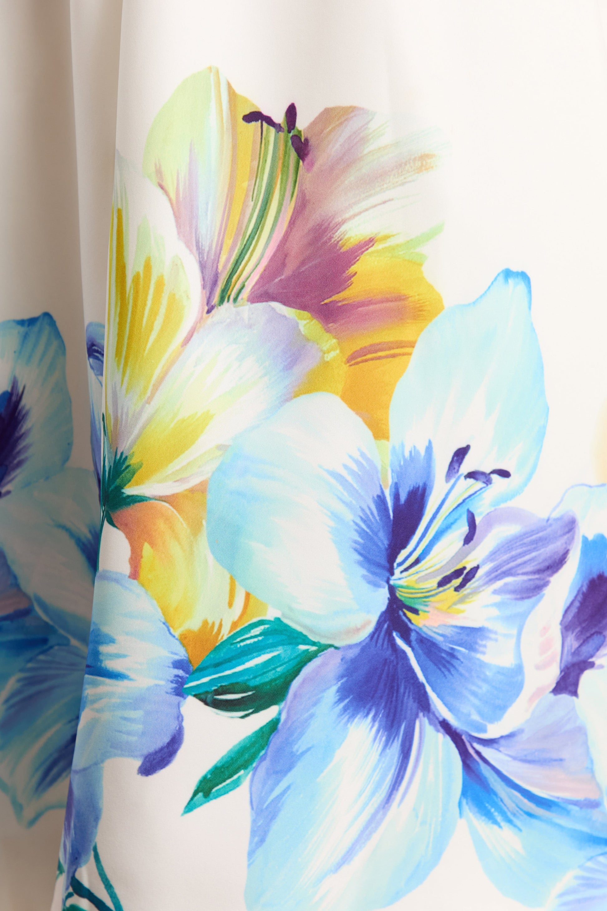 Annalise | Blue And Yellow Floral Border Print Bandeau Skater Midi Dress