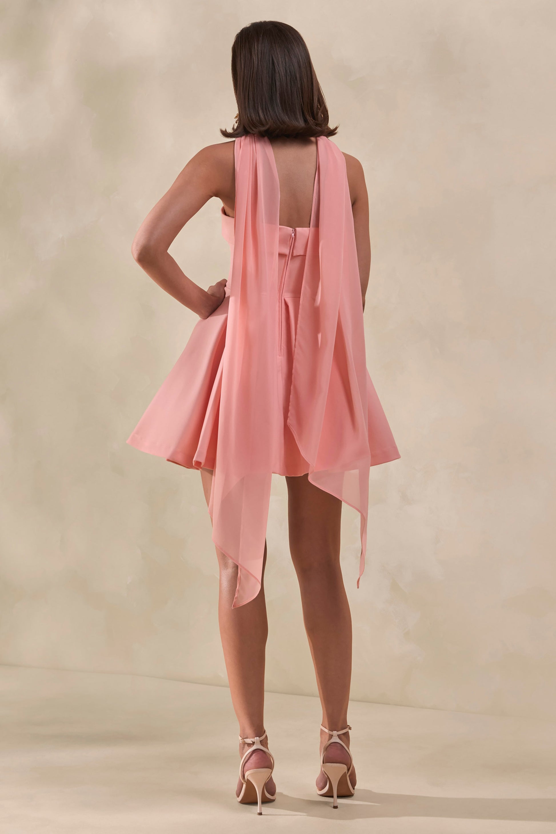 Bruna | Light Pink Bandeau Skater Mini Dress