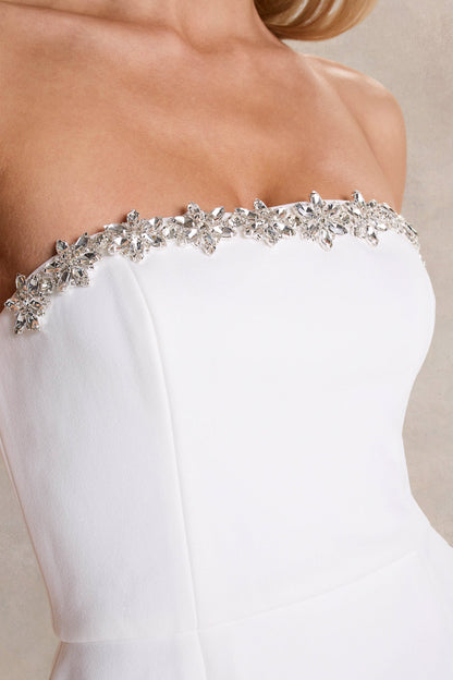 Bobbie | White Embellished Bandeau Mini Dress
