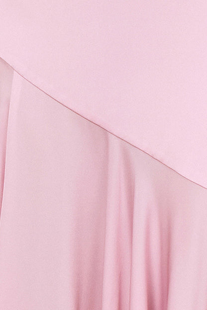 Luscious | Light Pink High-Neck Maxi Dress With Drop-Waist And Bow Detail
