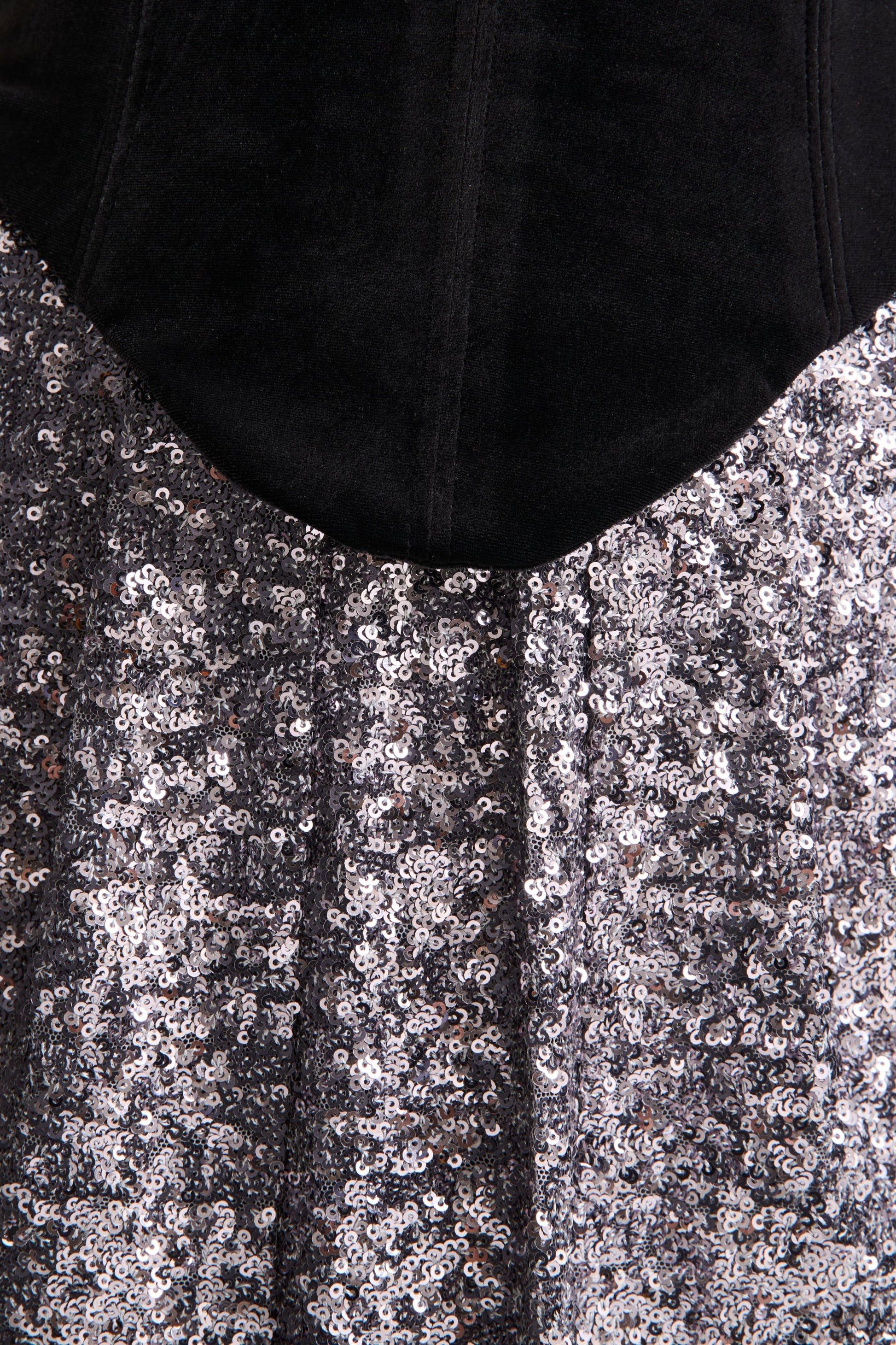 Aeris | Black Velvet And Silver Sequin Plunge-Neck Maxi Dress