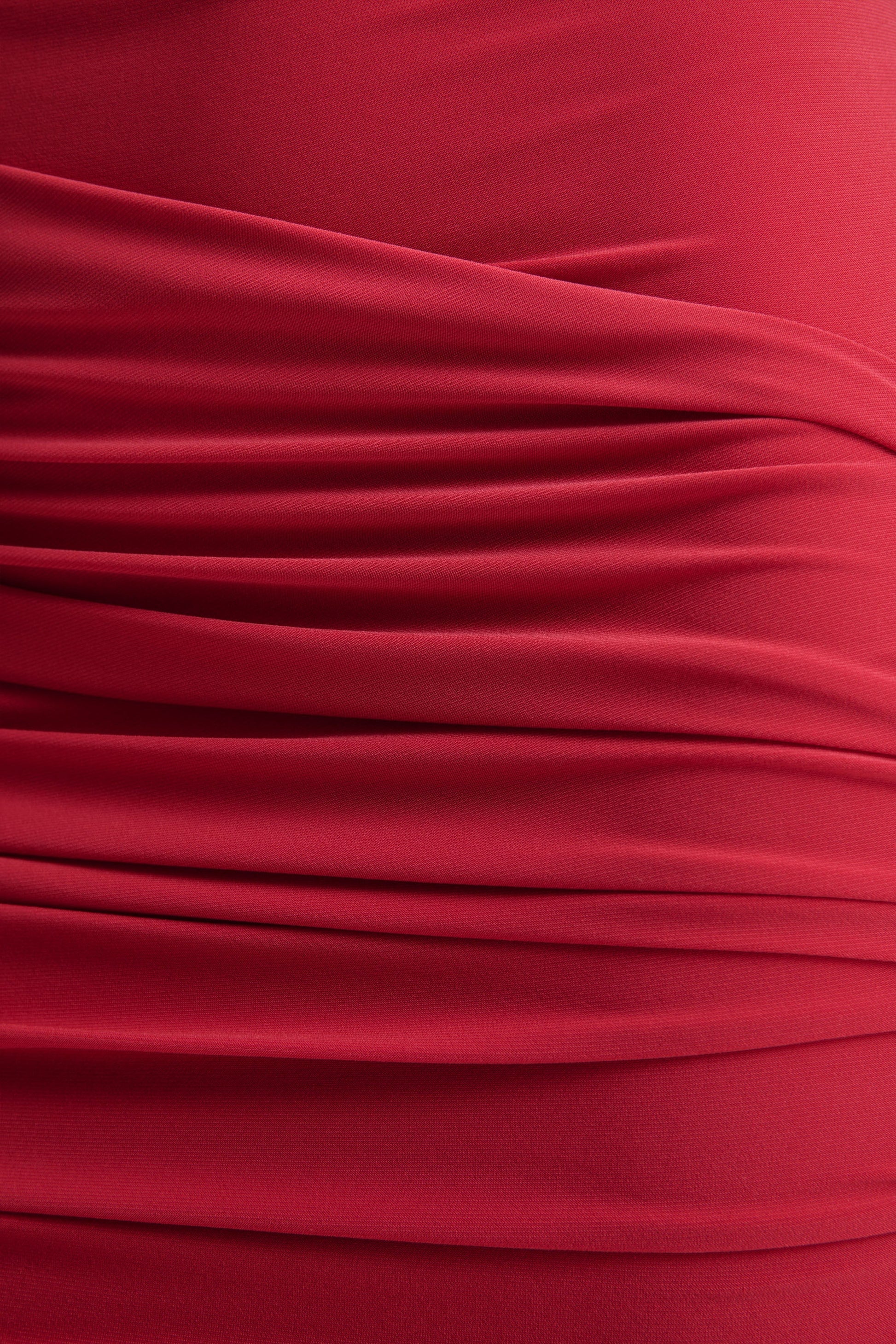 Aubrey | Red High-Neck Wrapped Mini Dress With Sash