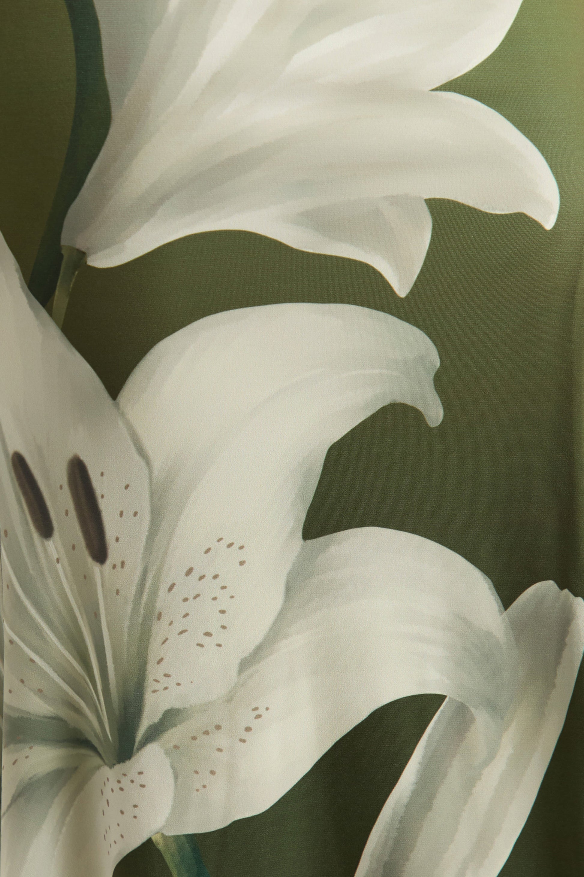 Yasmine | Olive Lily Print Square-Neck Maxi Dress With Front High-Split