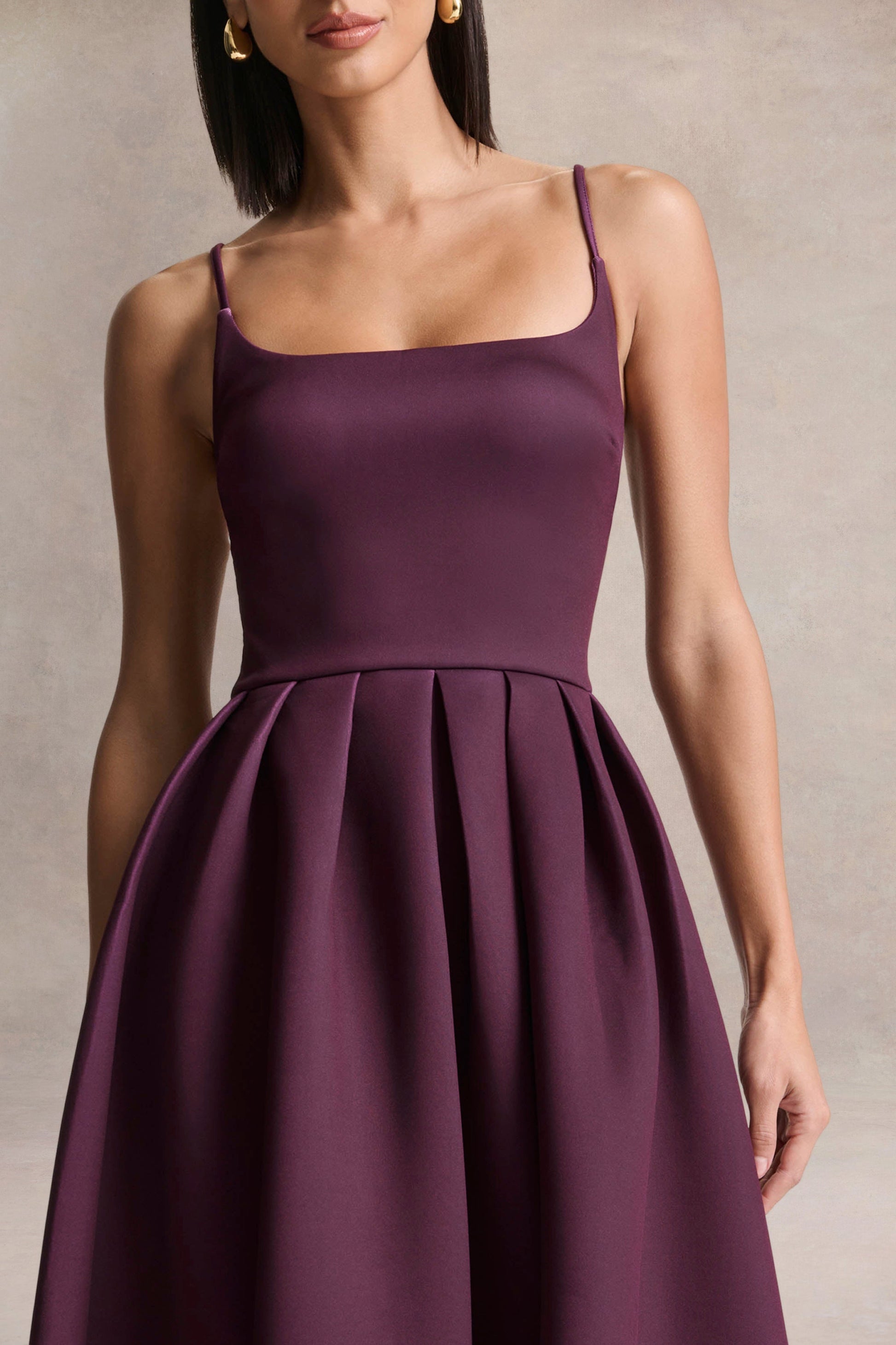 Jamila | Plum Scoop-Neck Midi Dress