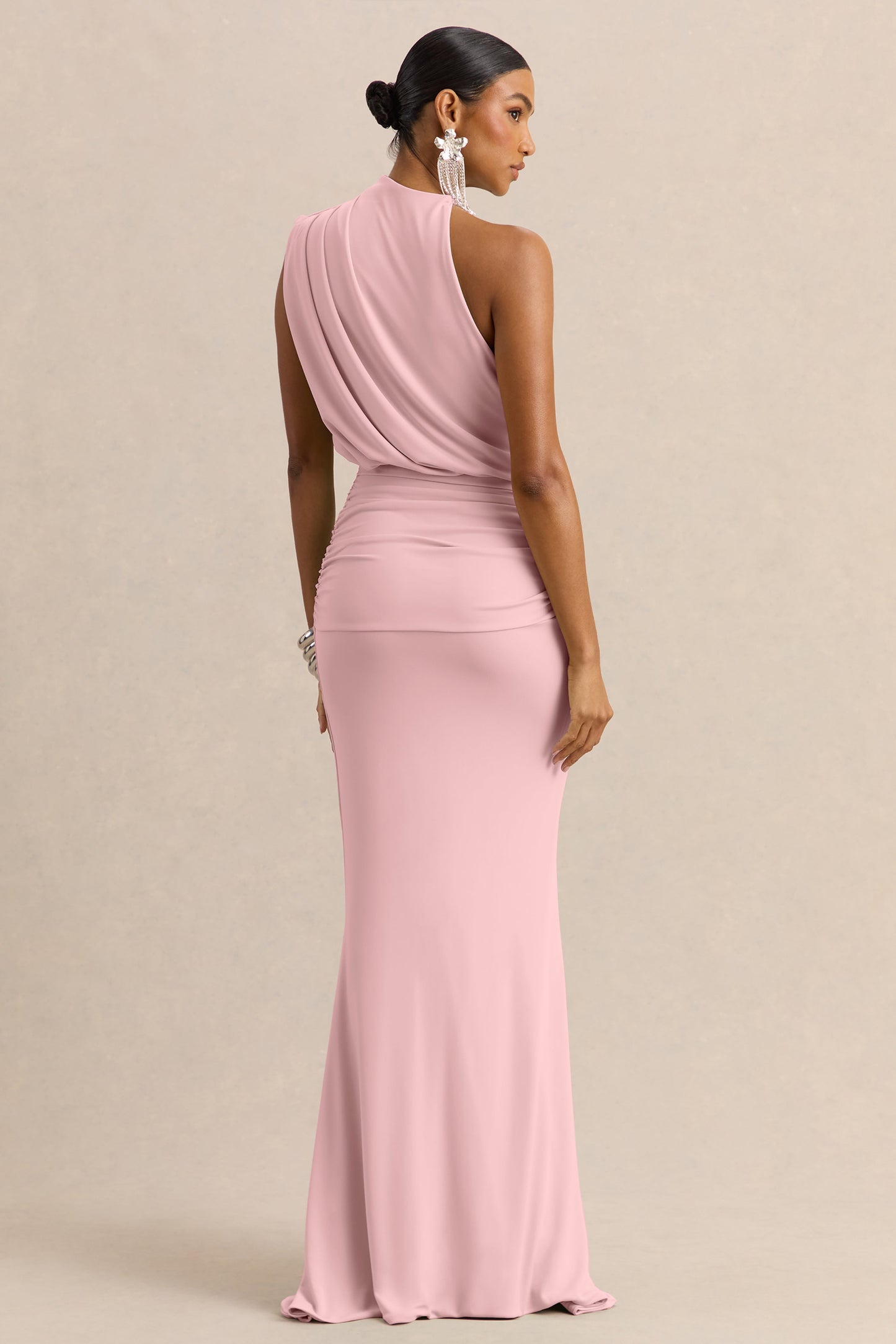 Umaira | Light Pink High-Neck Maxi Dress