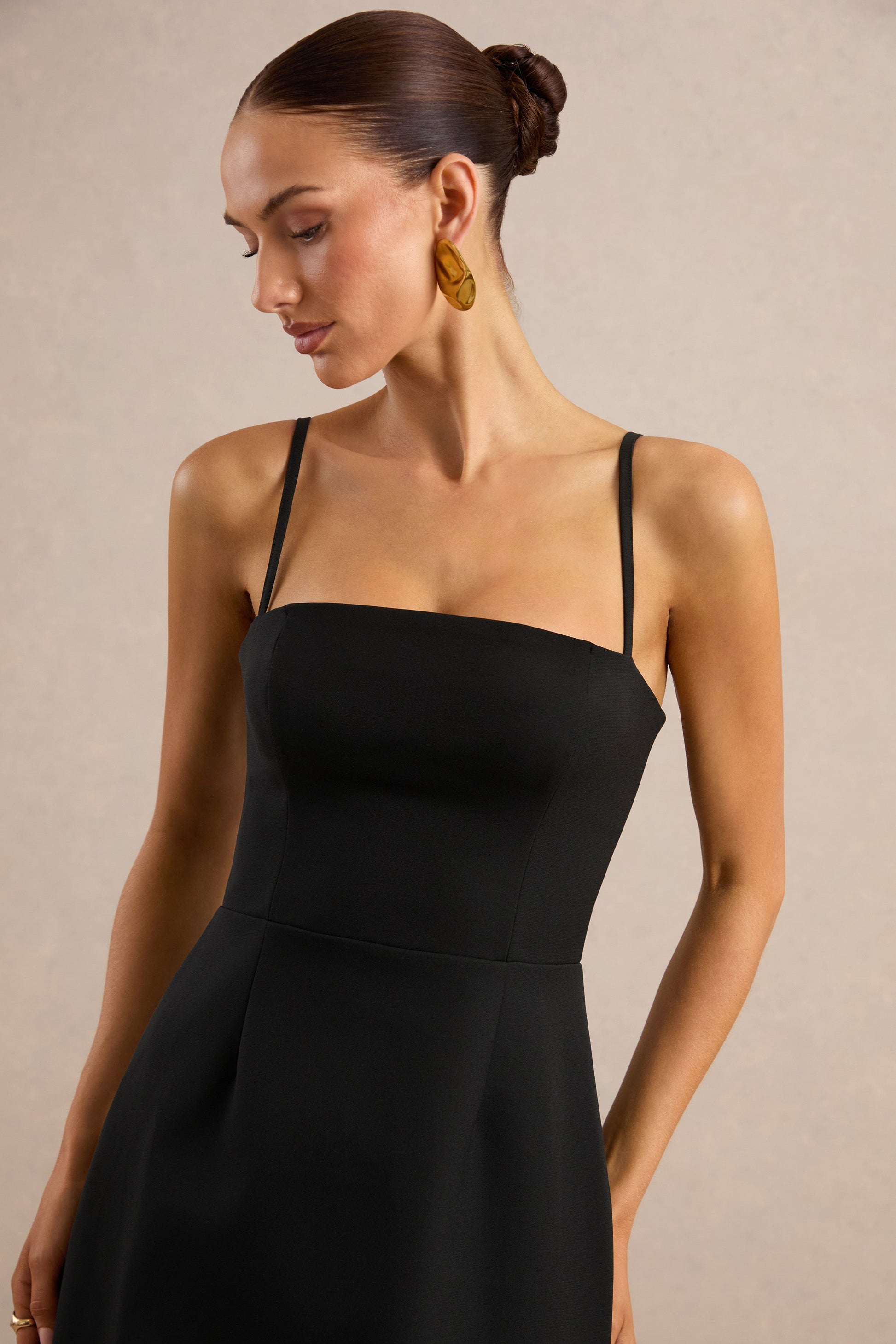 Veda | Black Square-Neck Mini Dress