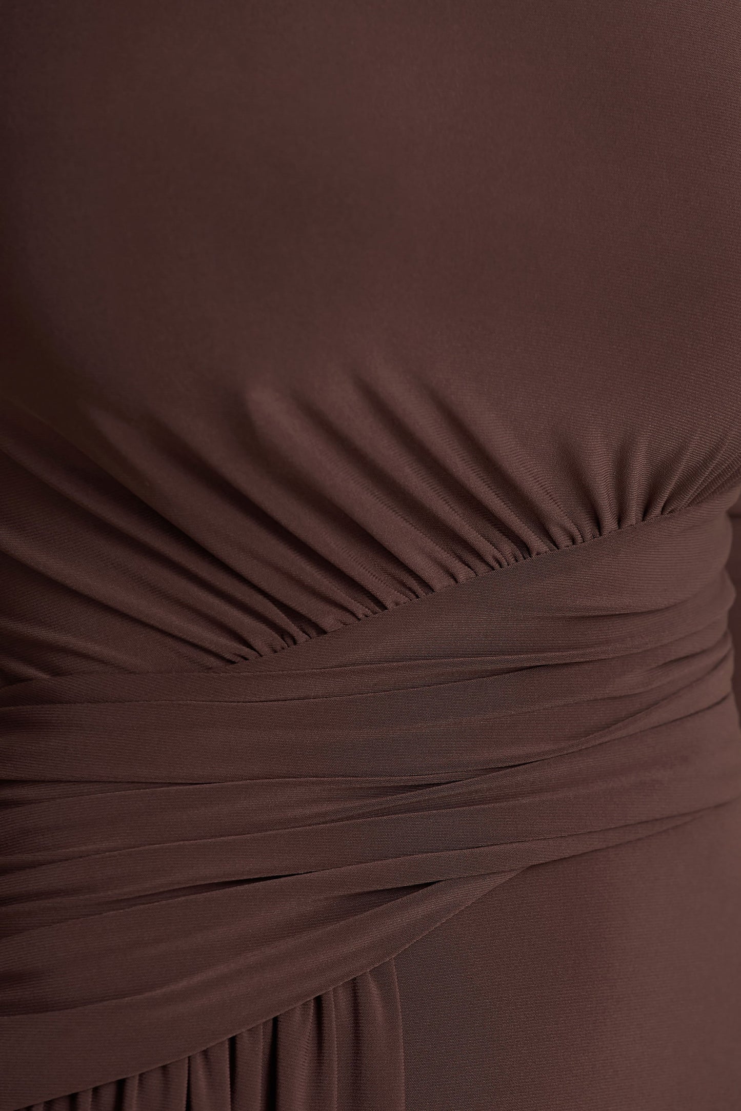 Virelle | Brown Boat-Neck Maxi Dress With Wrap Detail And Sash