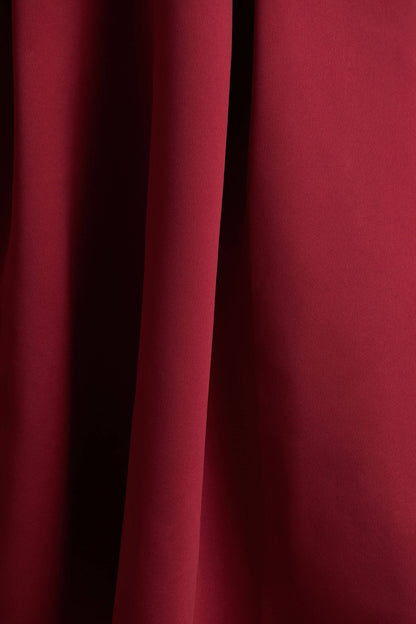 Promises | Red Satin Bandeau-Neck Midi Dress