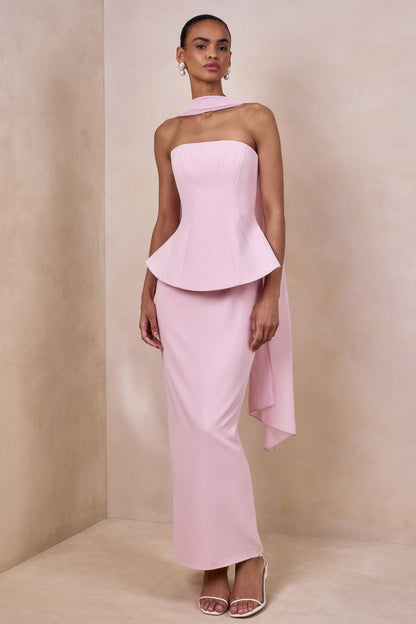 Farron | Light Pink Bandeau Corset Maxi Dress
