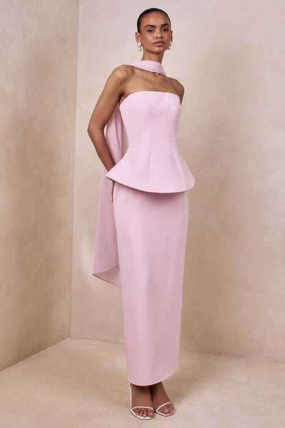 Farron | Light Pink Bandeau Corset Maxi Dress