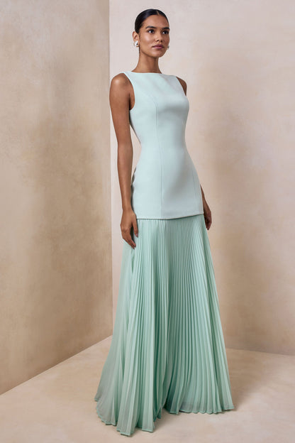 Hadley | Sage Boat-Neck Maxi Dress With Drop-Waist