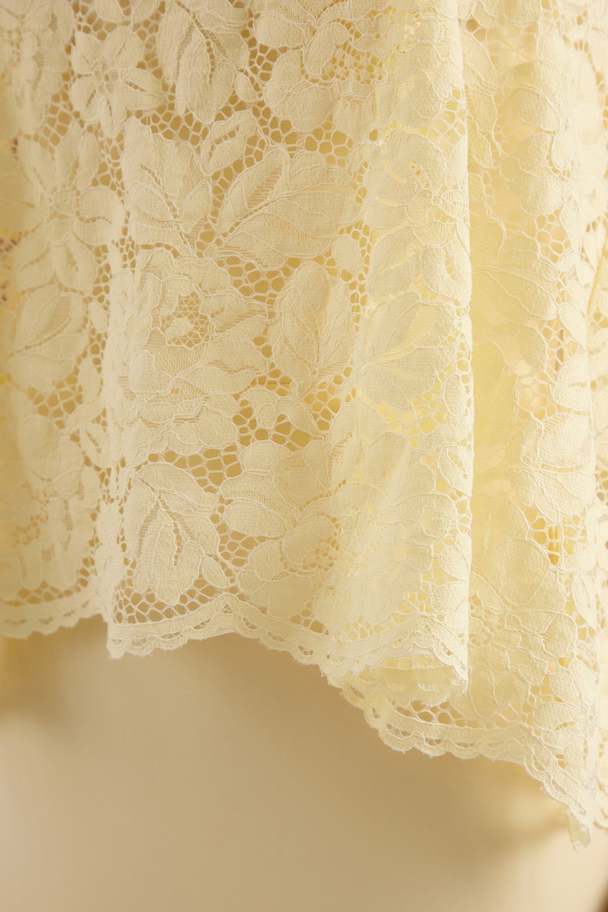 Clemency | Lemon Lace And Matte Satin Bandeau Maxi Dress