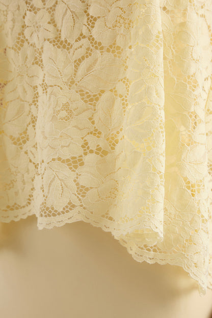 Clemency | Lemon Lace And Matte Satin Bandeau Maxi Dress