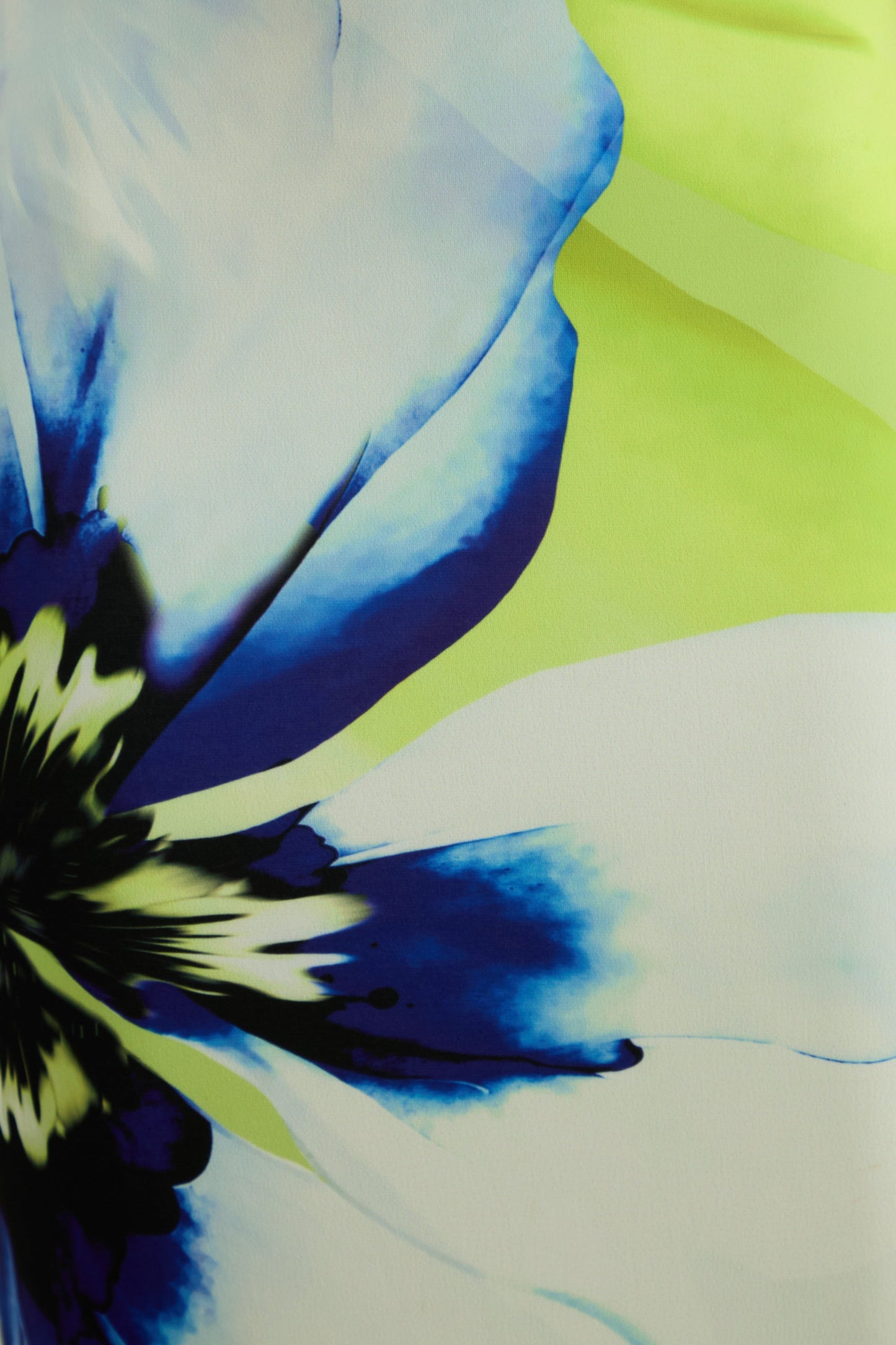 Niya | Lime And Blue Floral Placement Print Asymmetric-Neck Maxi Dress