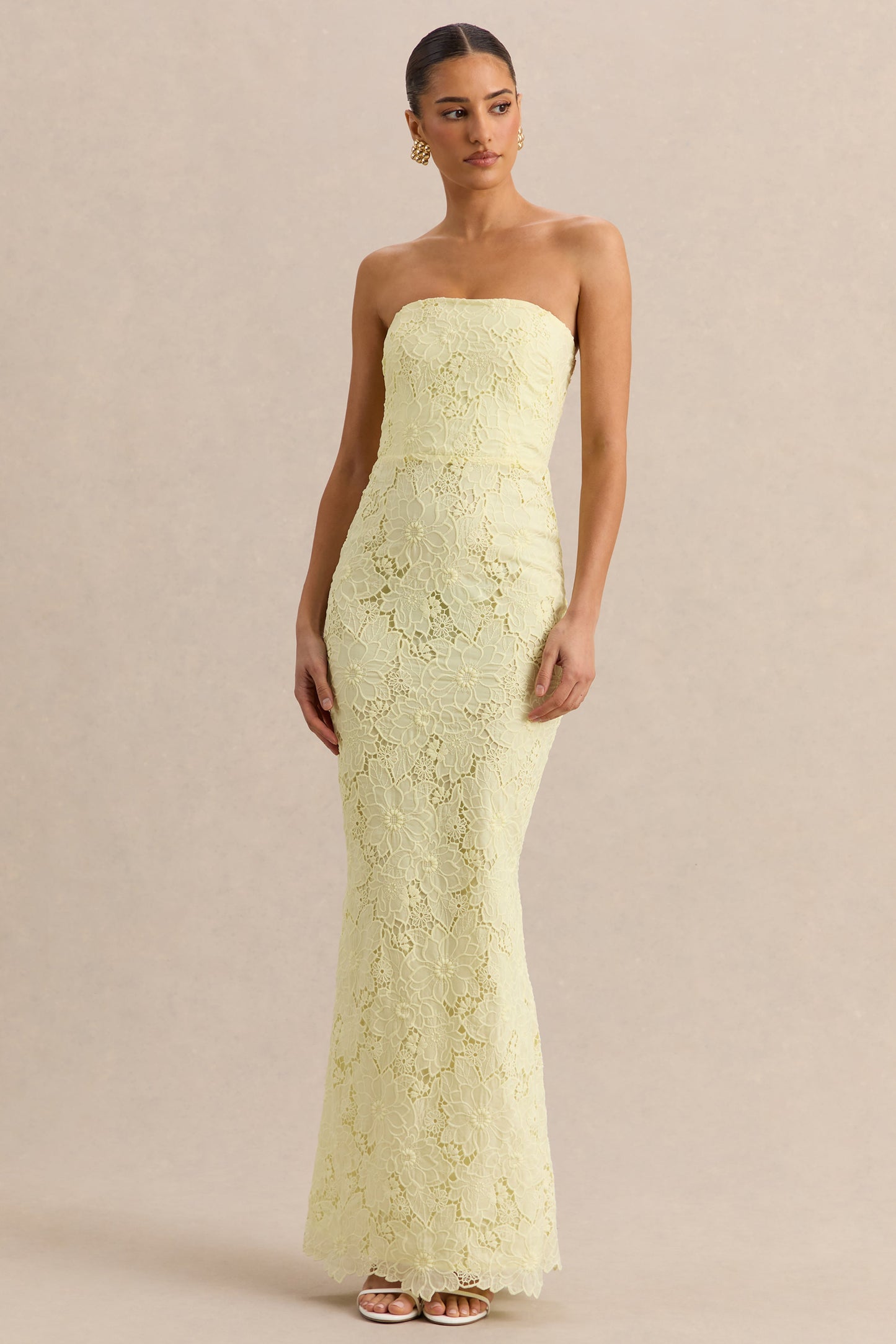 Suzie | Lemon Lace Bandeau Maxi Dress