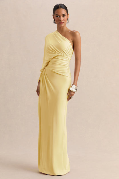 Sabella | Lemon Asymmetric-Neck Maxi Dress