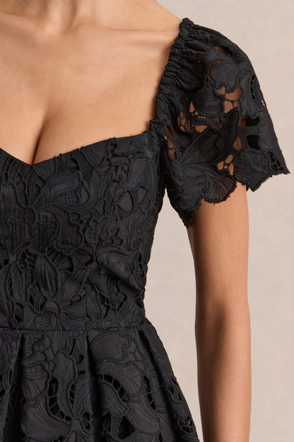 Vivi | Black Lace Sweetheart-Neck Mini Dress