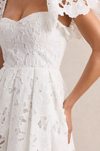 Vivi | White Lace Sweetheart-Neck Mini Dress