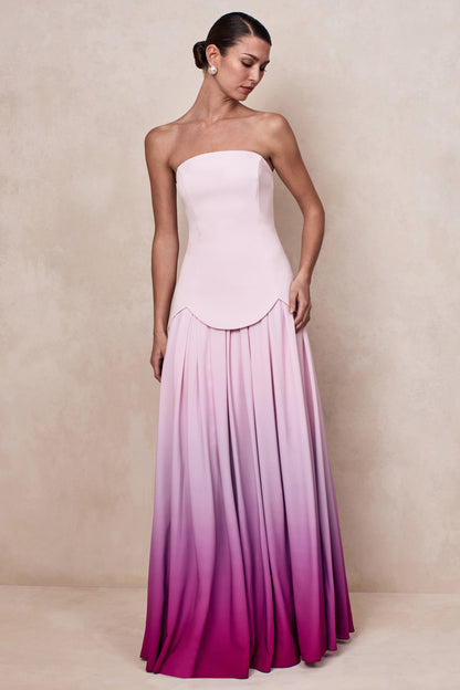 Nia | Pink Ombre Bandeau Maxi Dress