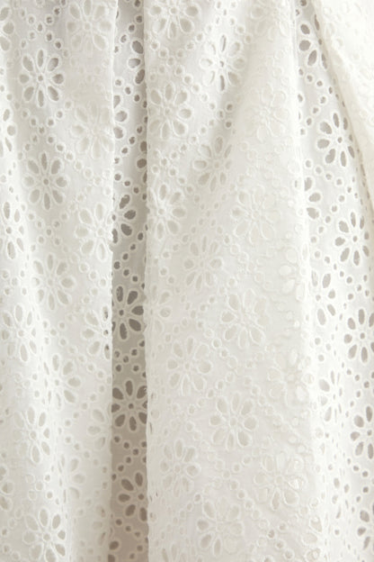 Elina | White Square-Neck Mini Dress With Bow Detail