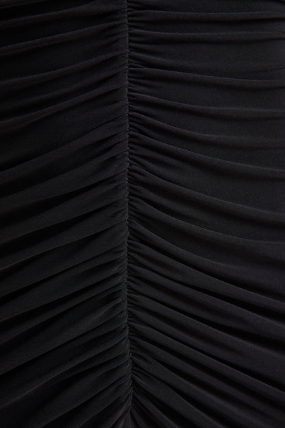Tami | Black Plunge-Neck Long Sleeve Maxi Dress