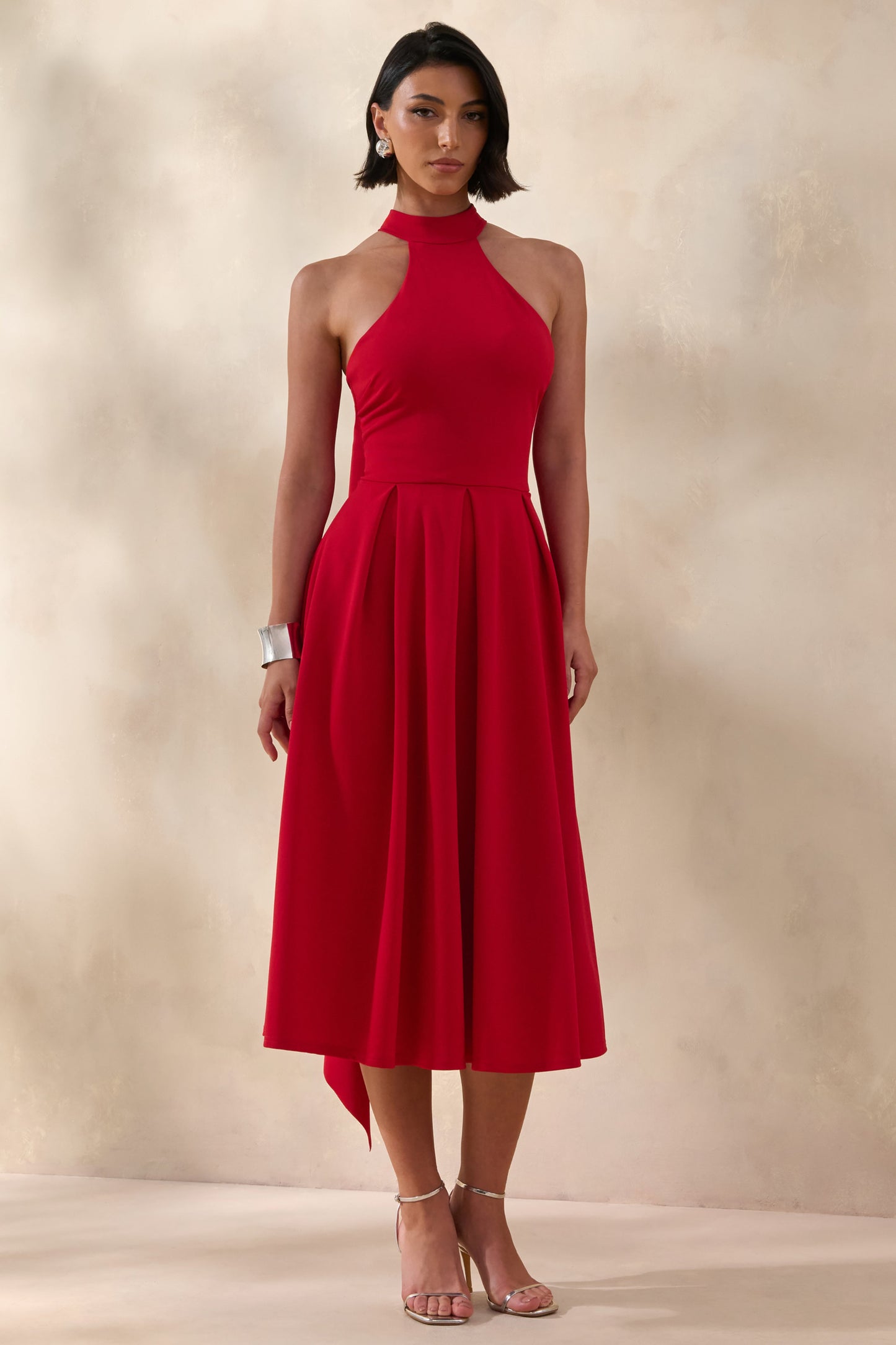 Rhode | Red Halter-Neck Midi Dress