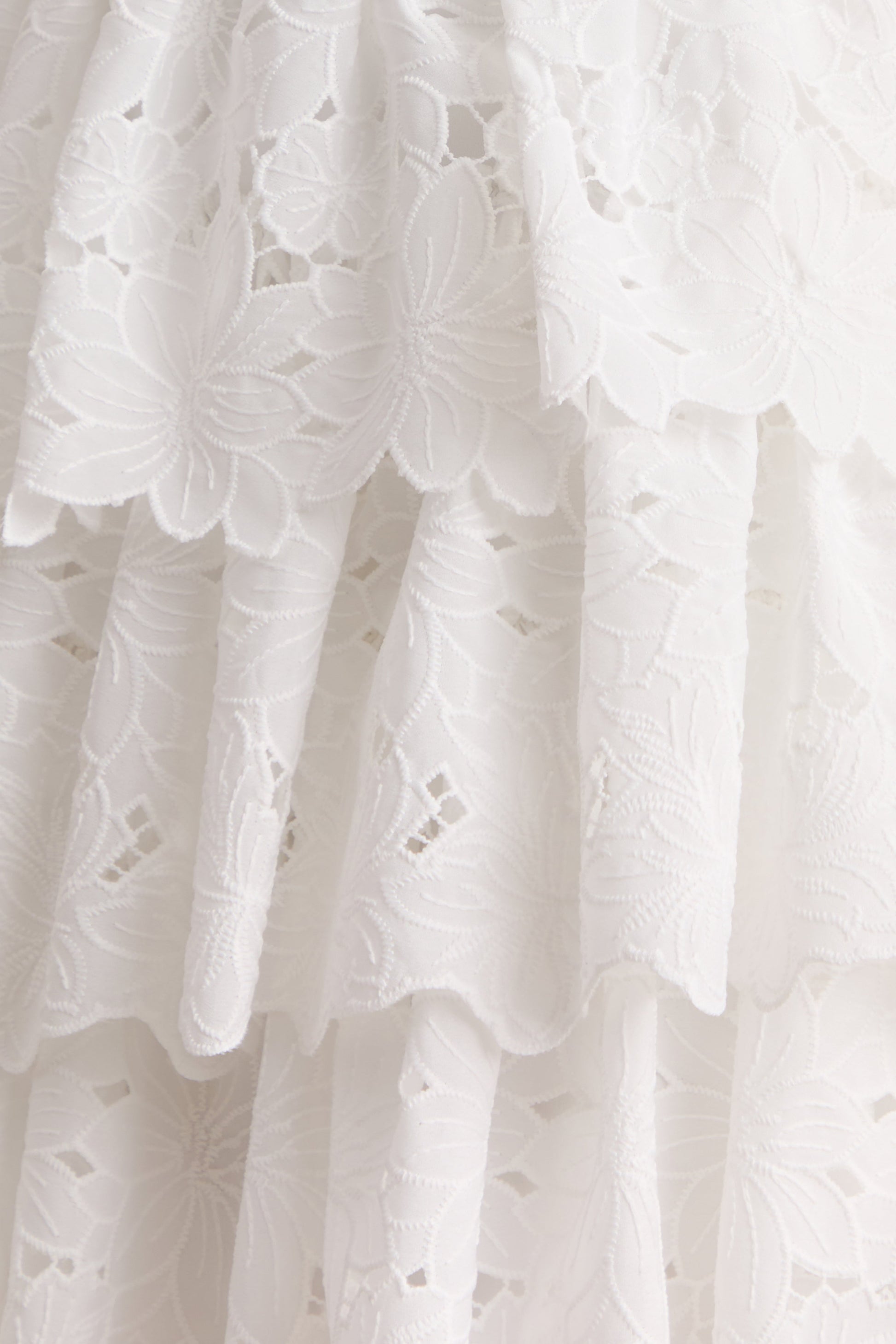 Winona | White Lace Square-Neck Mini Dress With Ruffled Detailing
