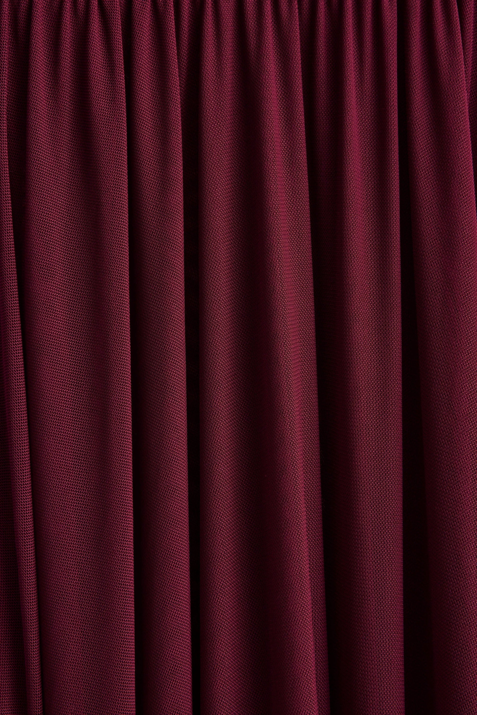 Gigi | Burgundy High-Neck Maxi Dress With Drop-Waist And Sheer Skirt