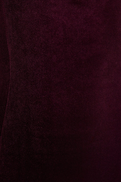 Emberlyn | Burgundy Velvet Scoop-Neck Fishtail Midi Dress