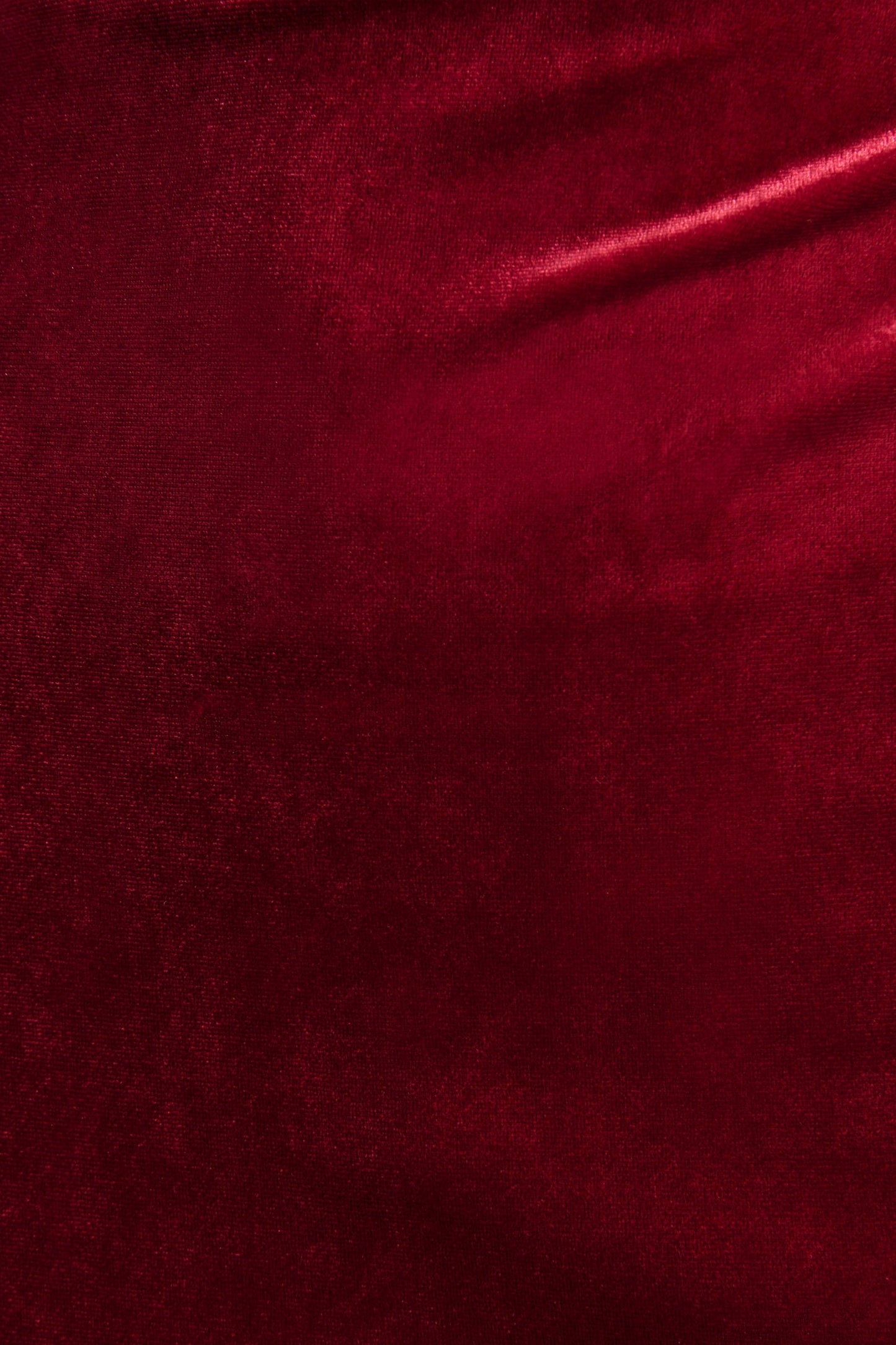 Nivina | Red Velvet High-Neck Midi Dress With Cap-Sleeves