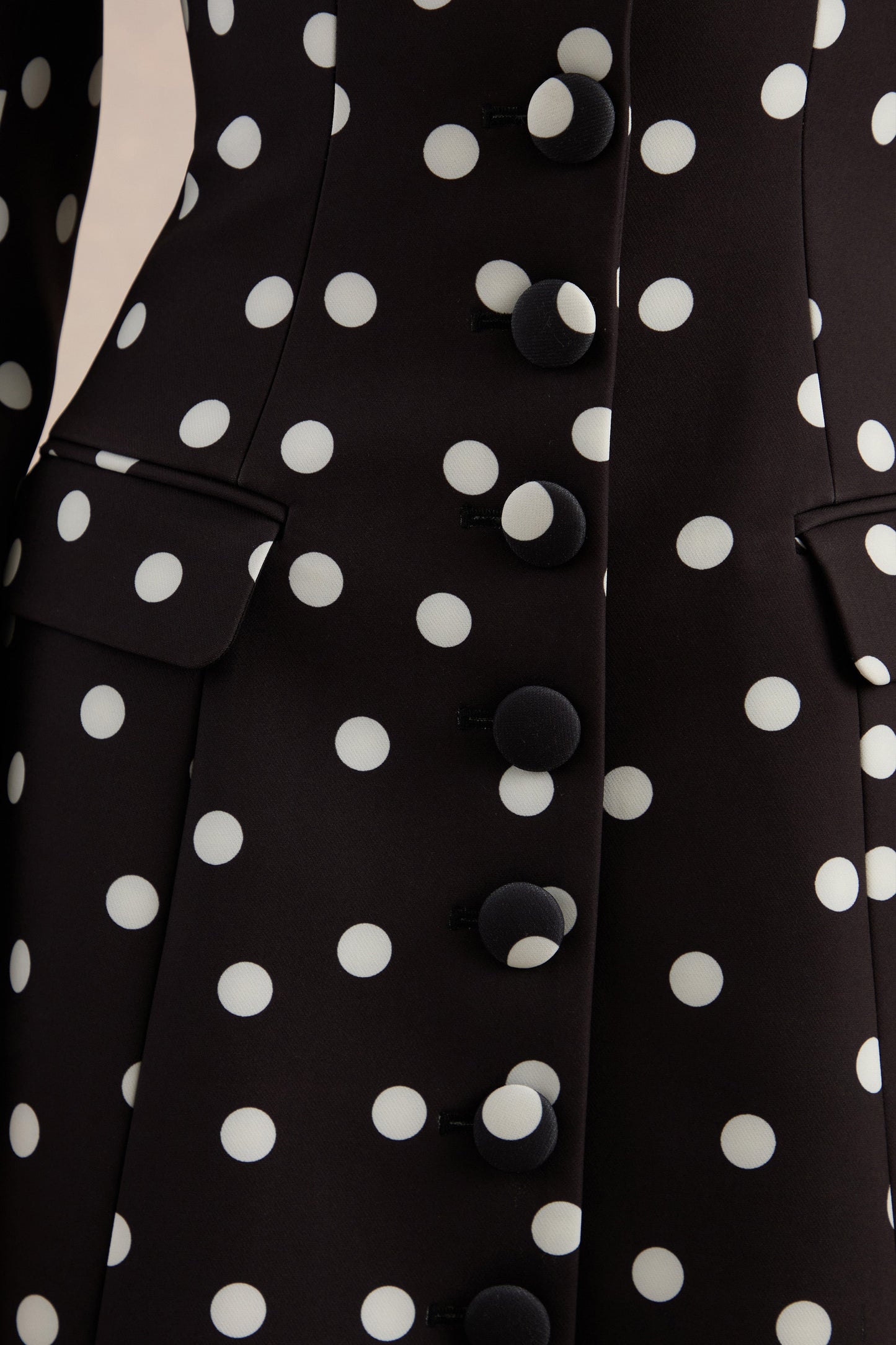 Carmen | Black & White Polka Dot Sweetheart-Neck Tailored Mini Dress