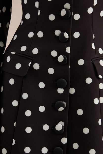 Carmen | Black & White Polka Dot Sweetheart-Neck Tailored Mini Dress