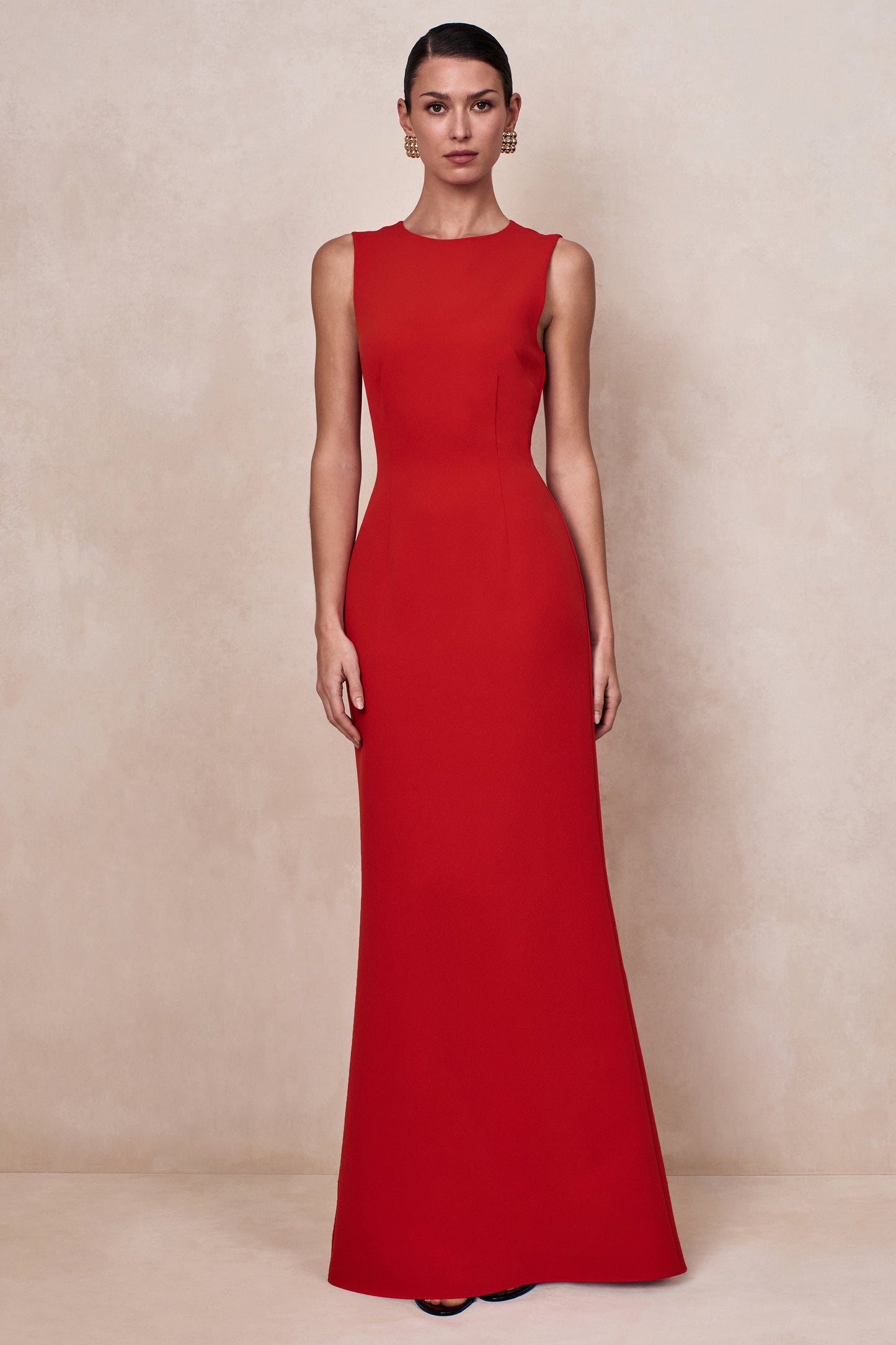 Astrelle | Red Crew-Neck Maxi Dress