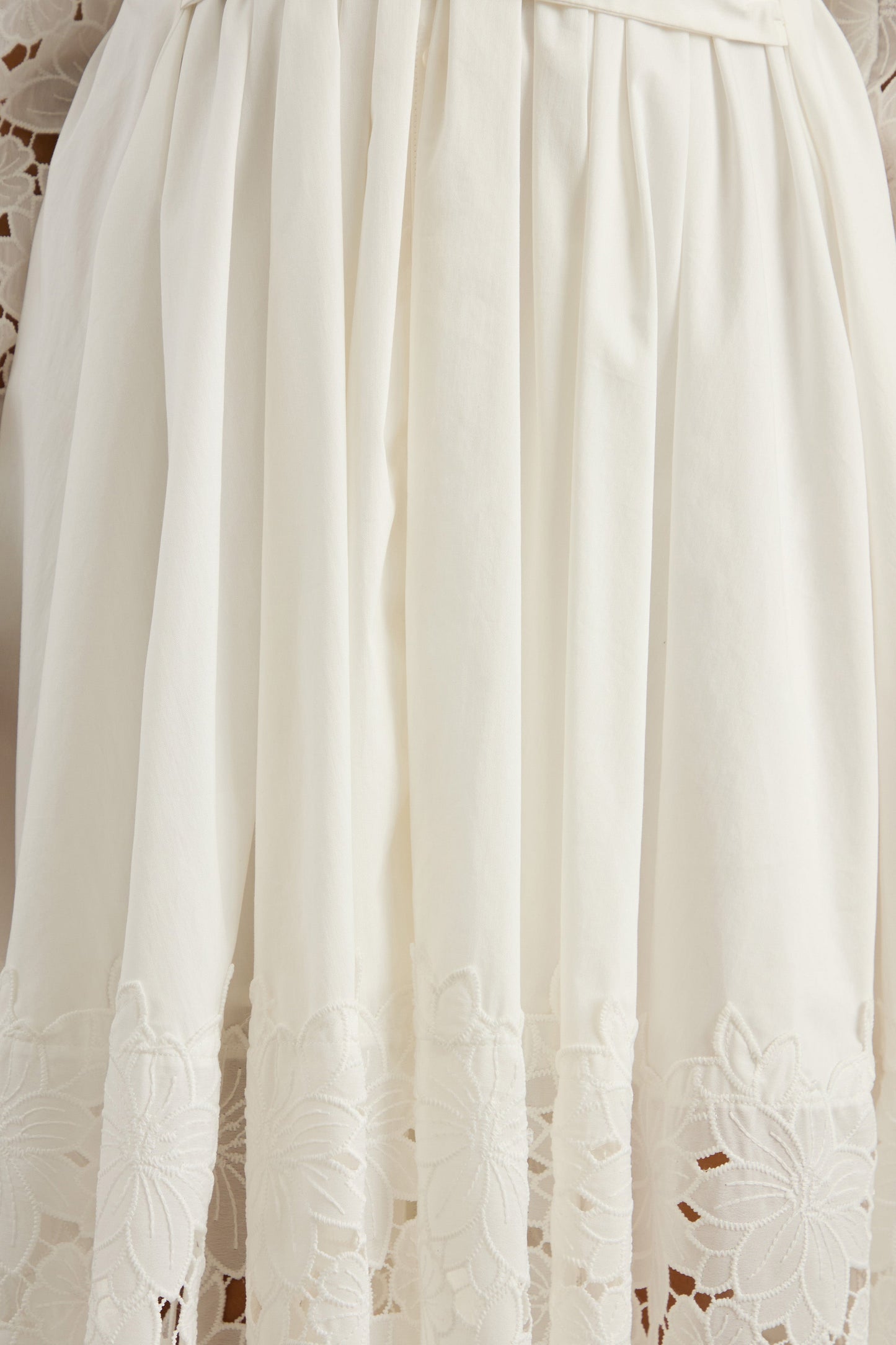 Zalynne | White Broderie Collared-Neck Midi Dress