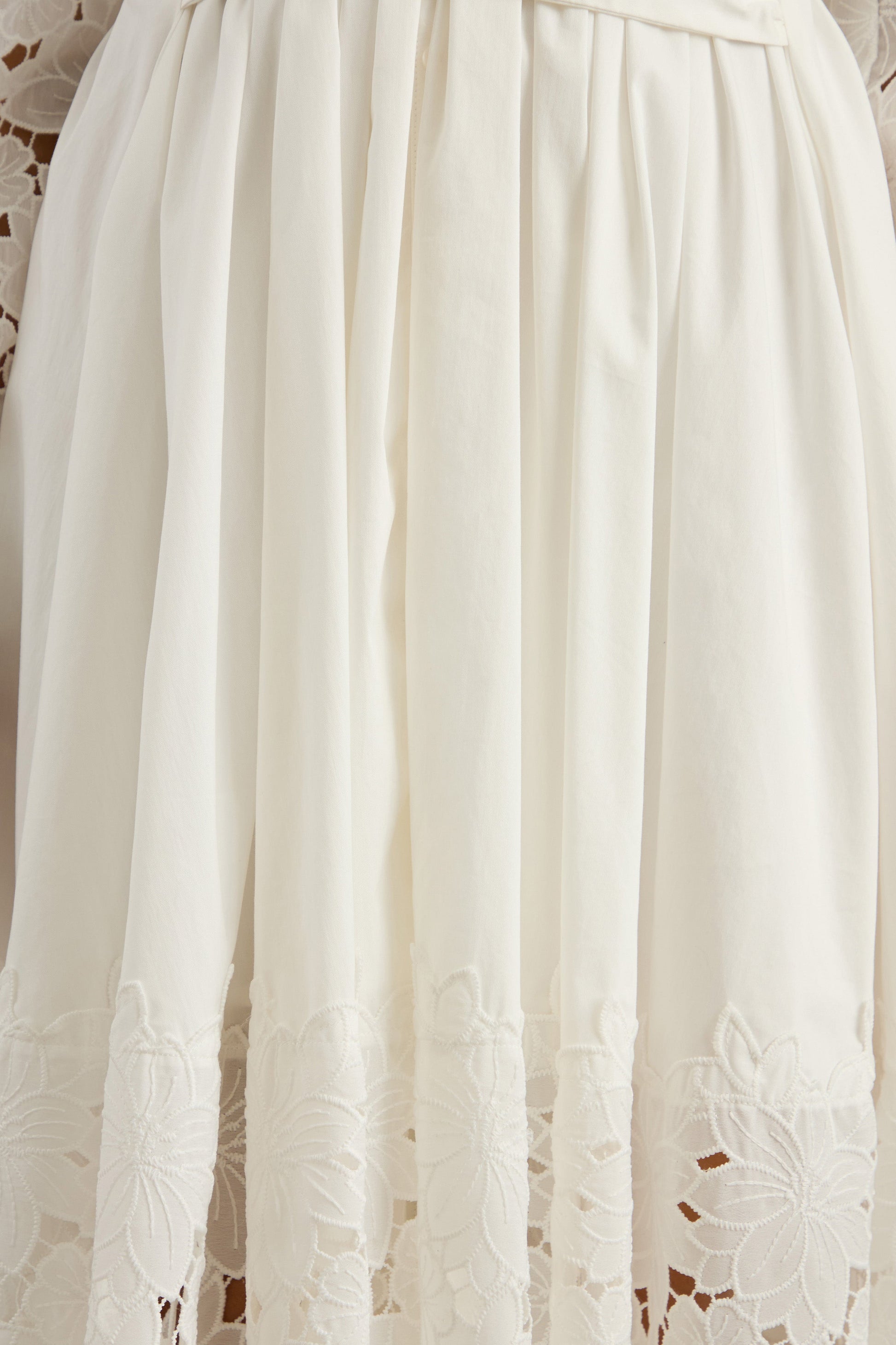 Zalynne | White Broderie Collared-Neck Midi Dress