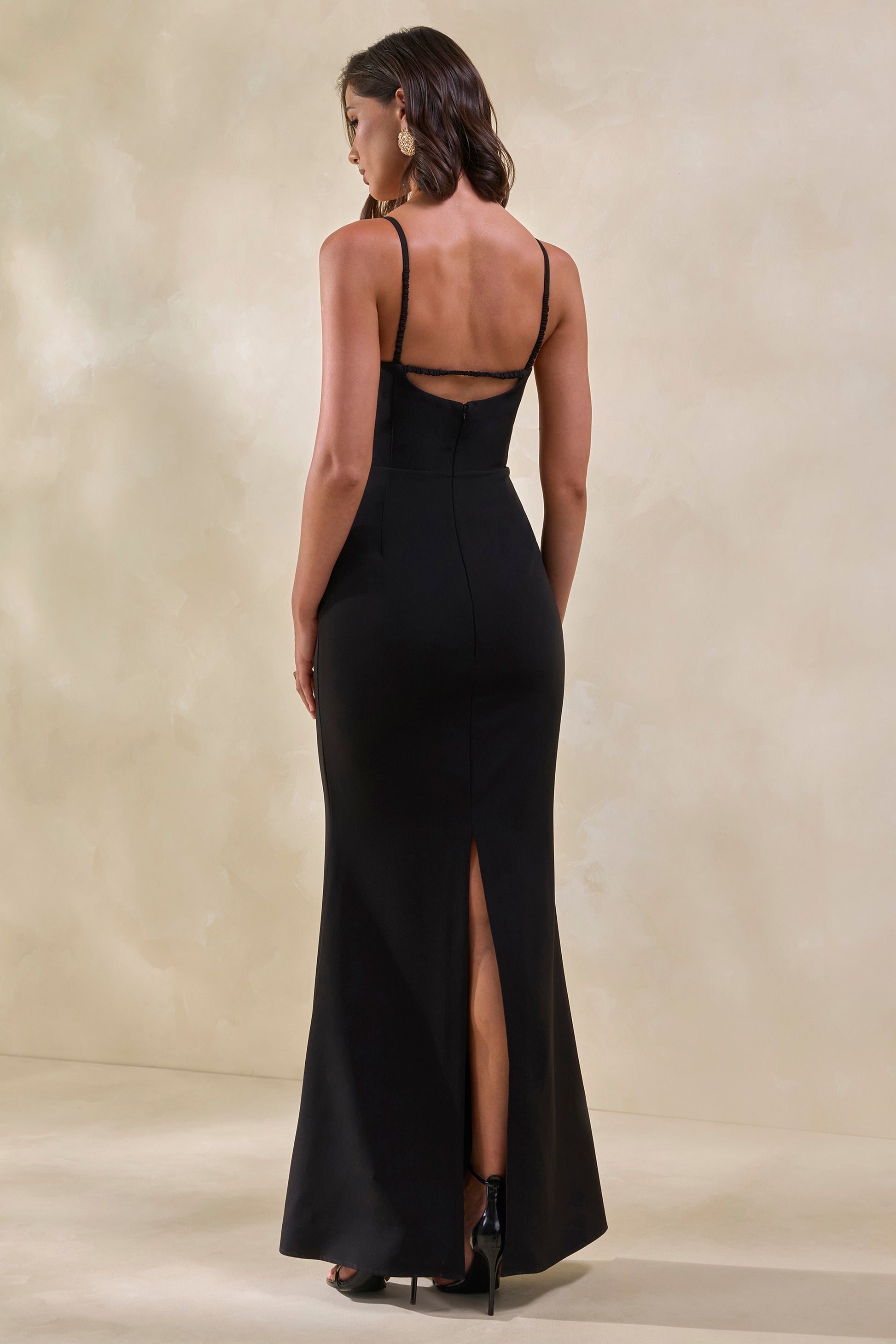 Zavira | Black Square-Neck Maxi Dress