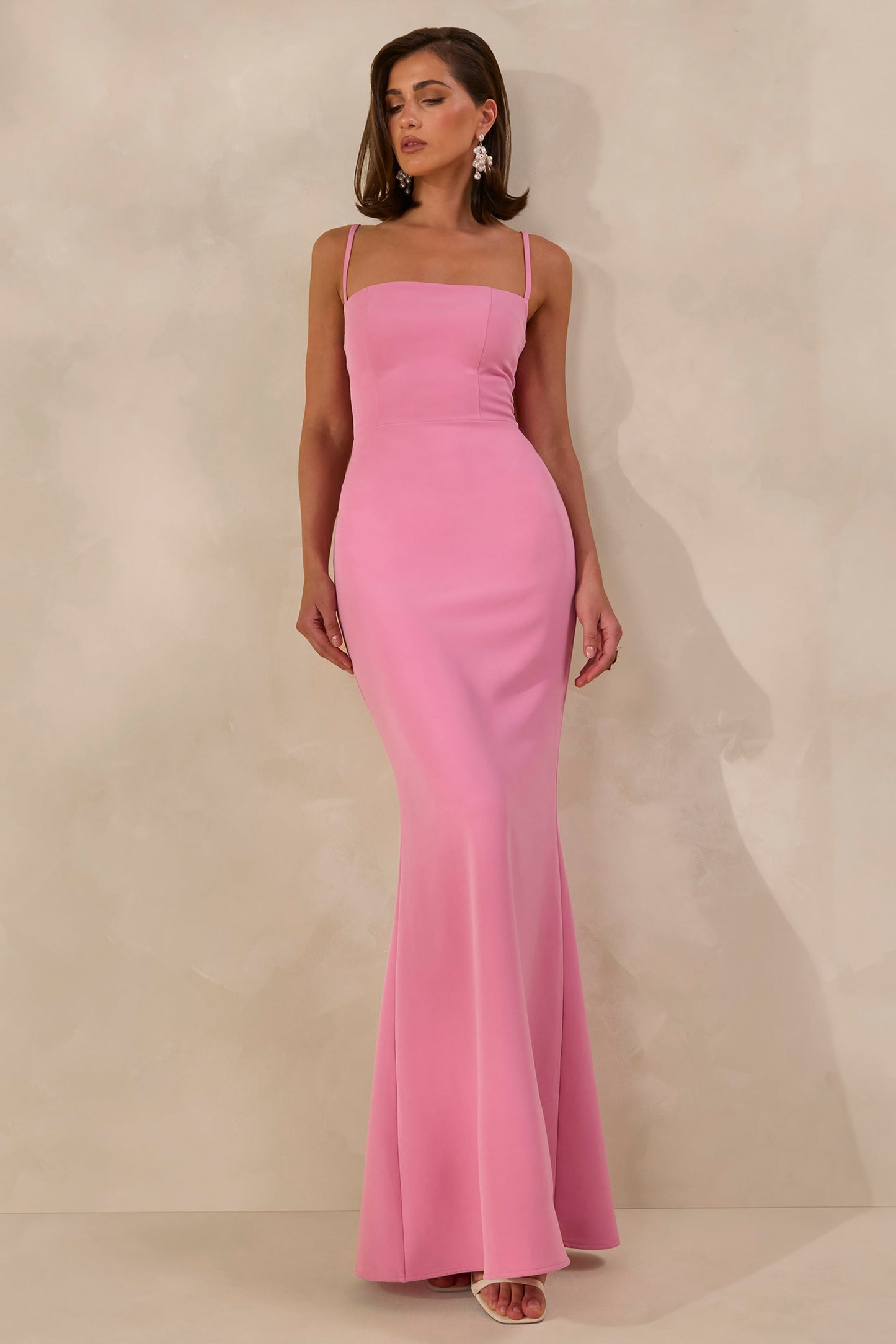 Zavira | Pink Square-Neck Maxi Dress