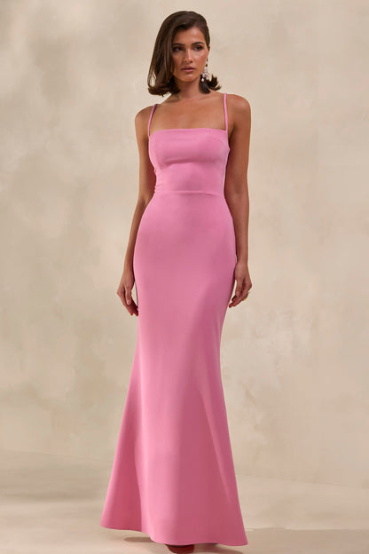 Zavira | Pink Square-Neck Maxi Dress