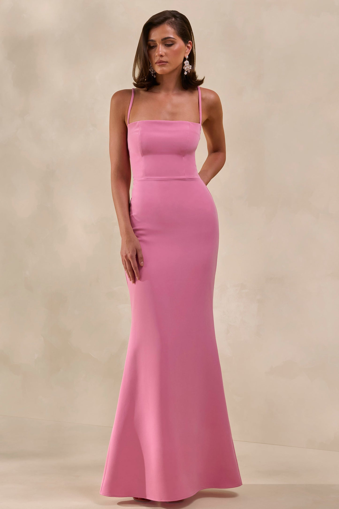 Zavira | Pink Square-Neck Maxi Dress