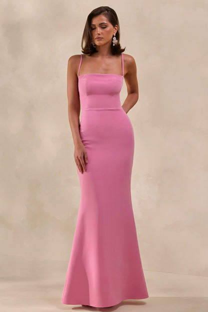 Zavira | Pink Square-Neck Maxi Dress