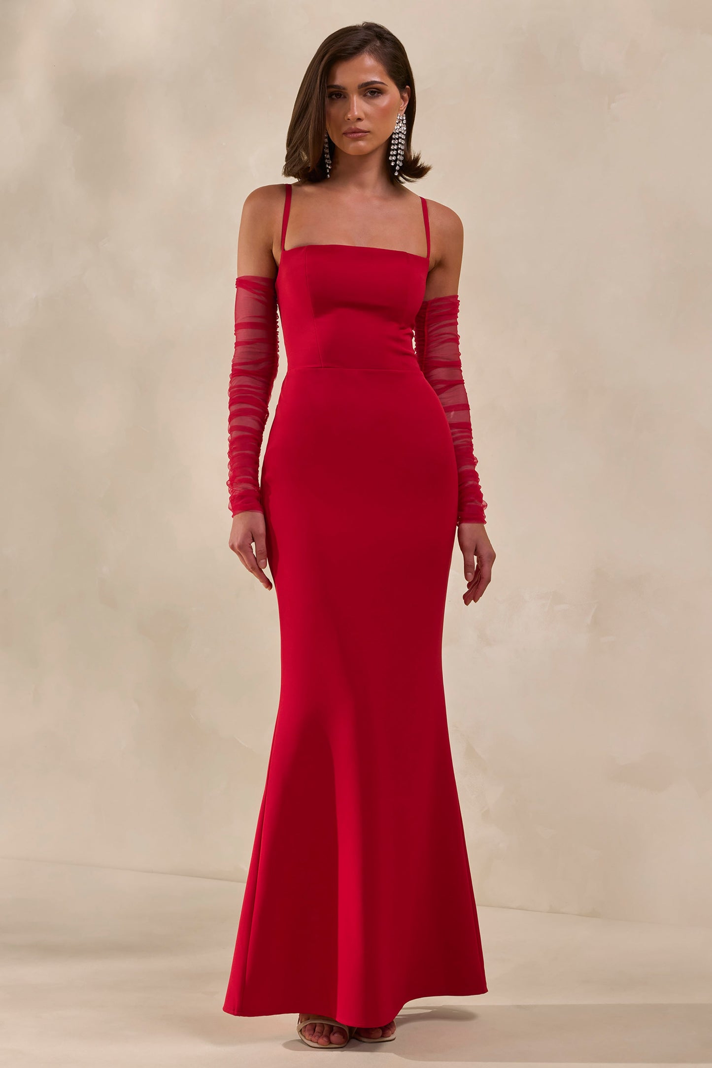 Zavira | Red Square-Neck Maxi Dress