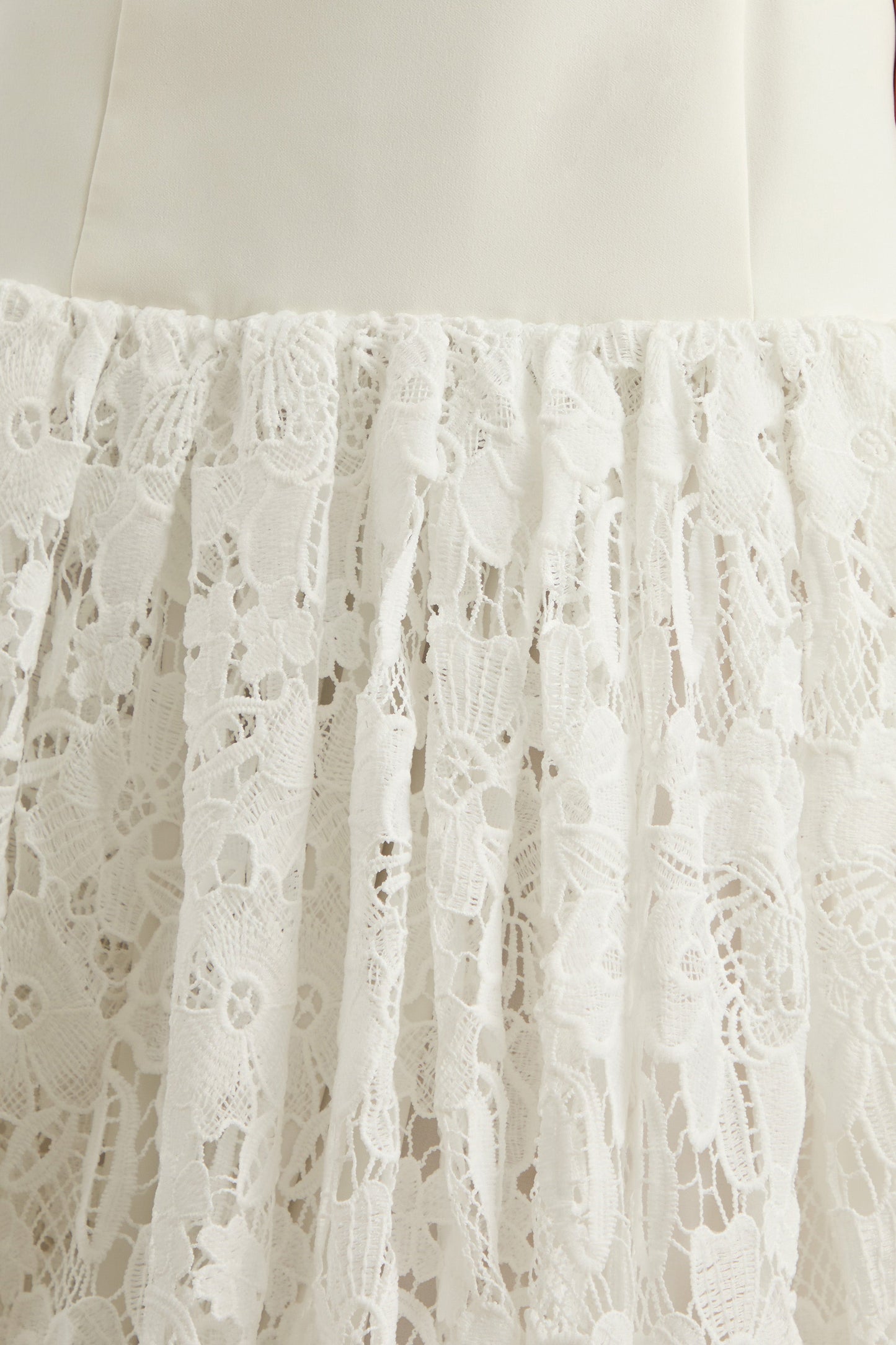 Norrie | White Lace Square-Neck Midi Dress With Voluminous Lace Skirt