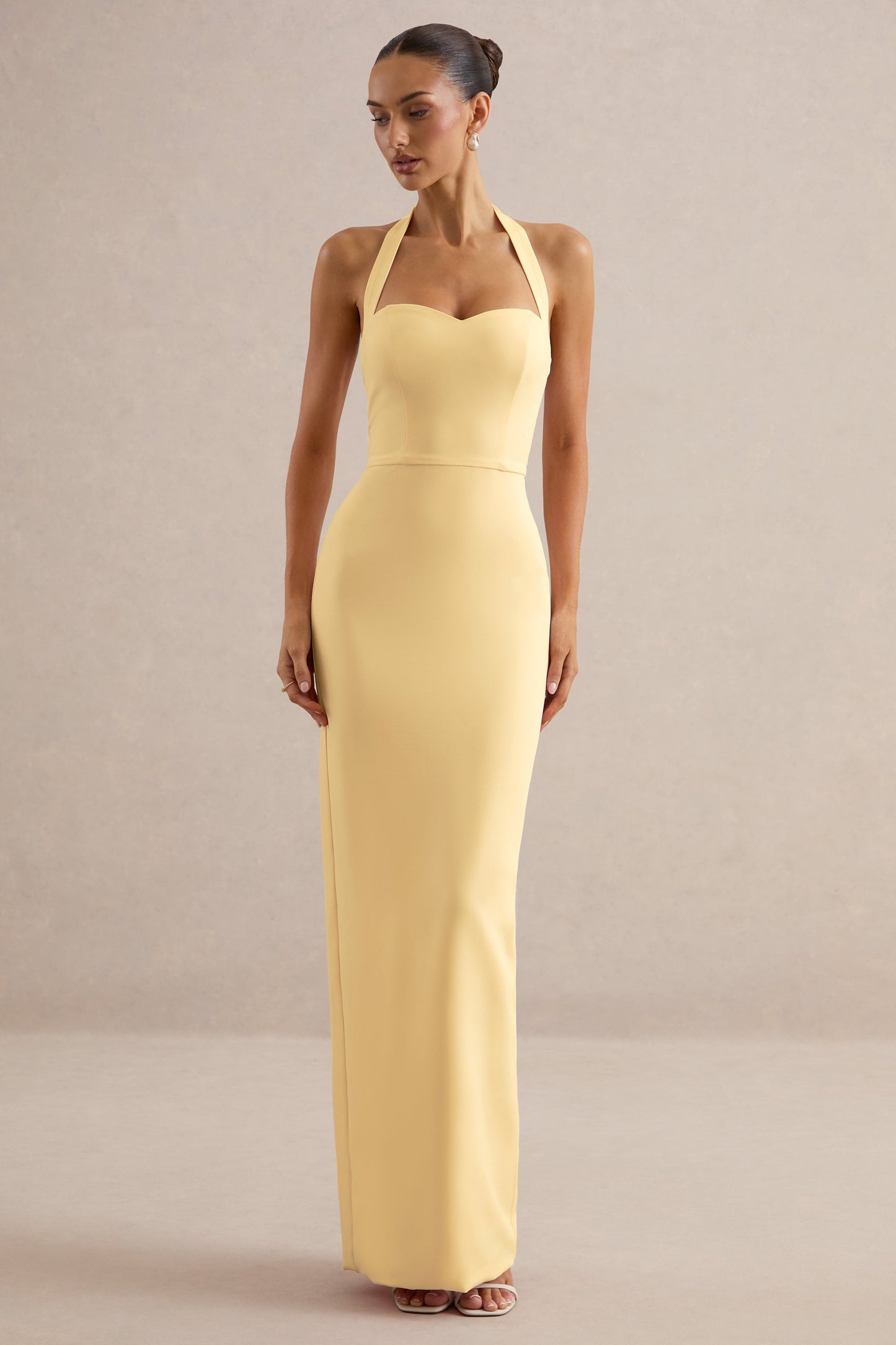 Heloira | Lemon Sweetheart-Neck Maxi Dress