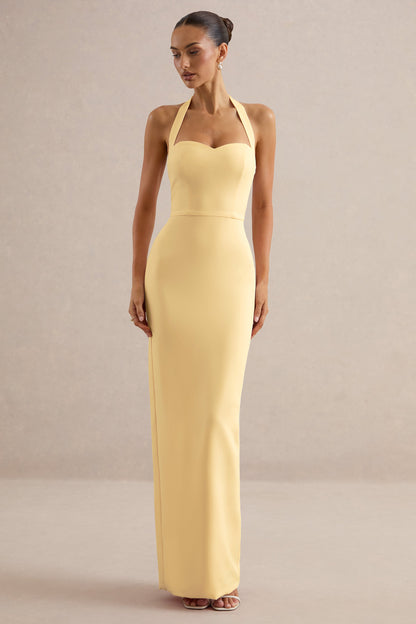 Heloira | Lemon Sweetheart-Neck Maxi Dress