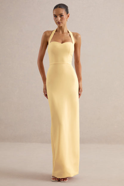 Heloira | Lemon Sweetheart-Neck Maxi Dress