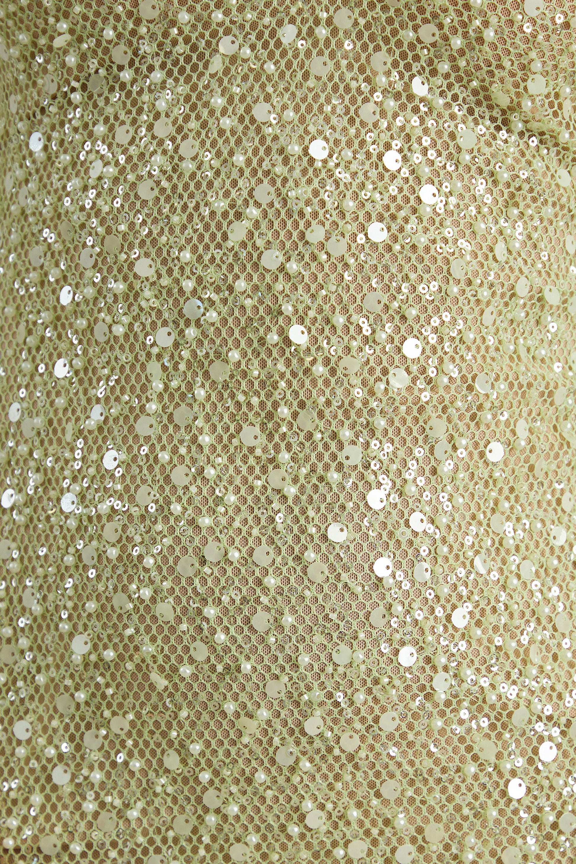 Minna | Sage Sheer Sequin Plunge-Neck Maxi Dress