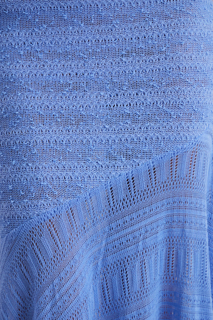 Orabella | Blue Asymmetric-Neck Maxi Dress With Sheer Skirt