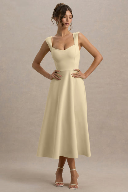 Andromeda | Lemon Sweetheart-Neck Midi Dress
