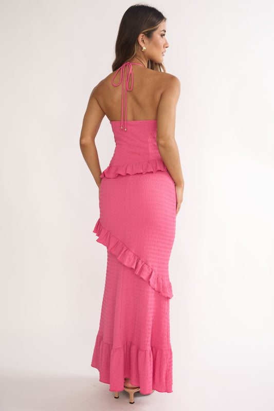 NADIA HALTER MAXI DRESS FUCHSIA PINK
